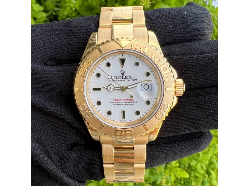 Rolex 16628 Yachtmaster 40mm White Dial 18k Yellow Gold Men s Watch Rolex Buy at TrueFacet