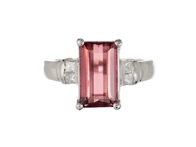 Pink tourmaline emerald cut deals