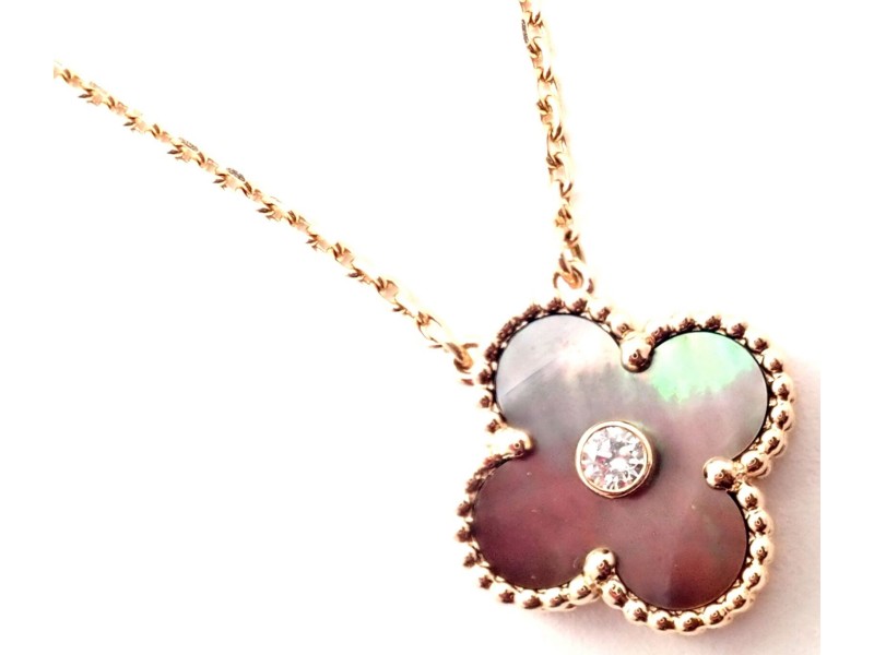 Van Cleef Arpels 18k Limited Ed Alhambra Diamond Grey Mother Of Pearl Necklace Van Cleef Arpels Buy at TrueFacet