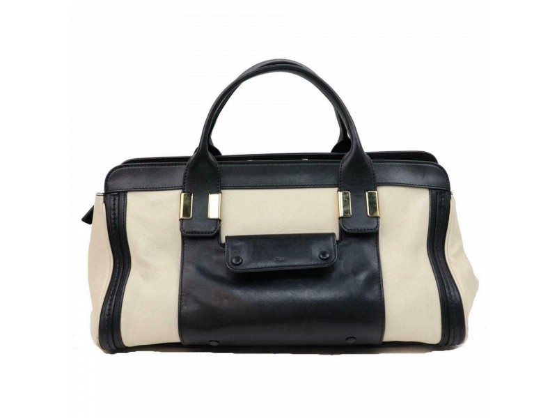 Chloe Duffle Bicolor Boston 870654 Black Leather Weekend Travel Bag Chloe Buy at TrueFacet
