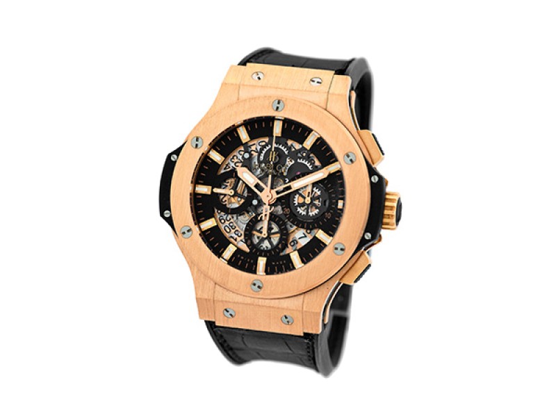 Hublot Big Bang Aero Bang Skeleton Chronograph 18K Rose Gold Strapwatch 44mm Mens Watch Hublot Buy at TrueFacet