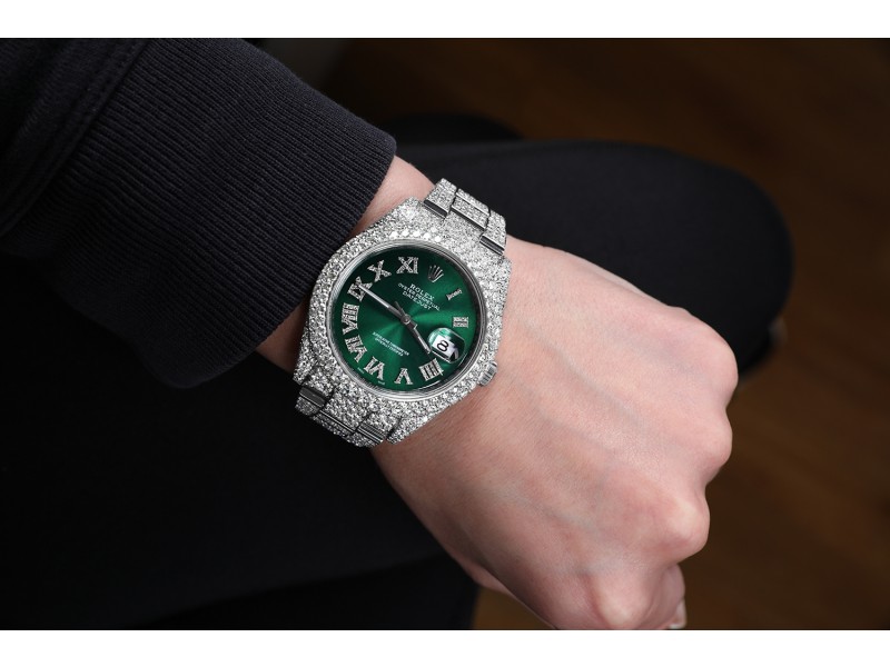 Iced out rolex green face cheap