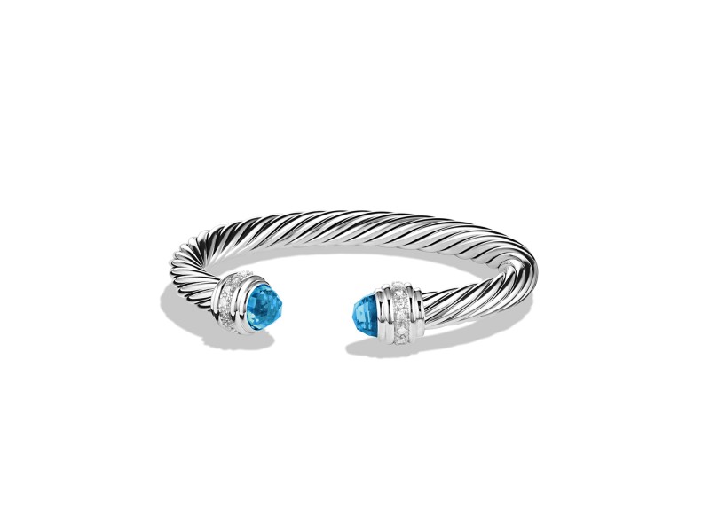David Yurman Cable Classics Bracelet With Blue Topaz And Diamonds 7mm David Yurman Buy at TrueFacet