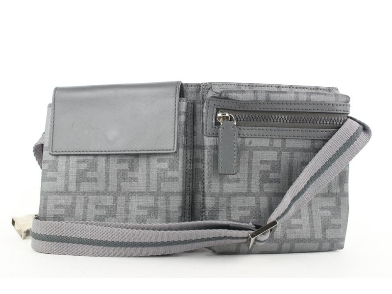 Fendi Rare Grey Monogram FF Zucca Belt Bag Fanny Pack Waist Pouch 262ff512