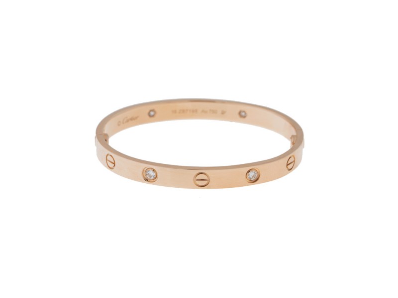 Cartier Love Bracelet 18K Rose Gold Half Diamond Size 18 Cartier Buy at TrueFacet
