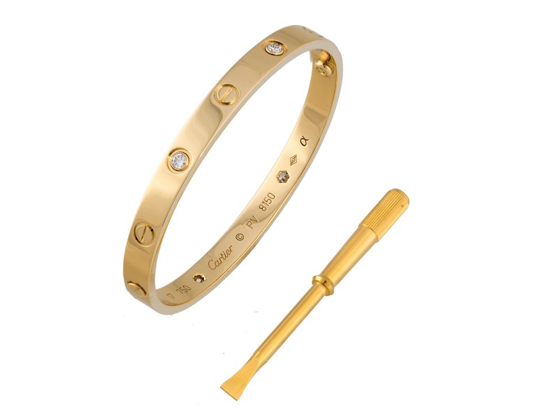 Cartier love bracelet yellow gold with 4 diamonds shop