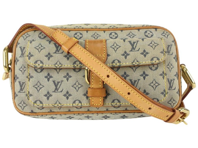 Louis Vuitton Navy x Grey Monogram Mini Lin Juliette MM Crossbody 819lv73