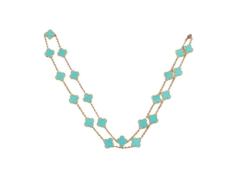 Van cleef turquoise alhambra necklace on sale