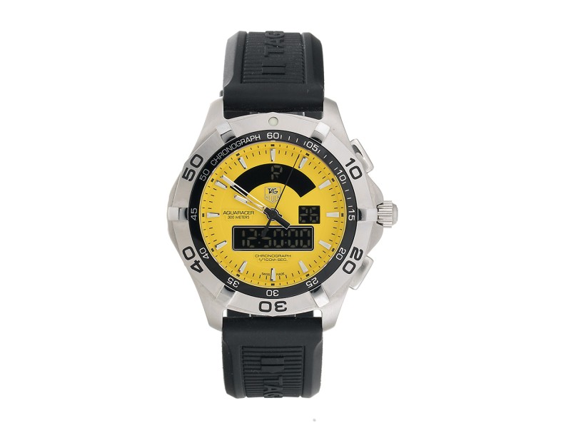 Tag Heuer CAF1011.FT8011 Aquaracer Chronotimer Yellow Dial 43mm Mens WatchTag Heuer CAF1011.FT8011 Aquaracer Chronotimer Yellow Dial 43mm Mens Watch simple Buy at TrueFacet