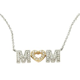 Tiffany & Co. White Gold Diamond MOM Pendant Necklace