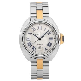 Cartier Cle de 31mm Steel 18k Gold Silver Dial Automatic Ladies Watch 
