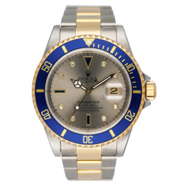 Rolex Submariner Date  Serti Silver Dial Mens Watch