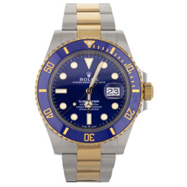 Rolex Submariner Date Stainless Steel Yellow Gold Blue 