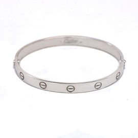 Cartier 18k White Gold Love Bangle Bracelet Size 19