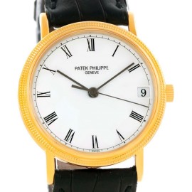 Patek Philippe 3802 Calatrava 18K Yellow Gold Hobnail Bezel Watch 