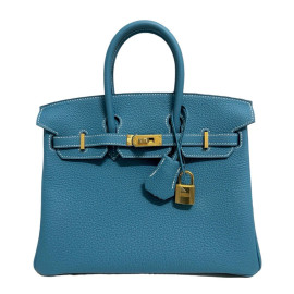 Hermes Birkin 25 Blue Jean Togo Leather Gold Hardware 