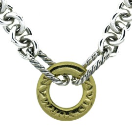 David Yurman  Silver and 18K Yellow Gold Necklace