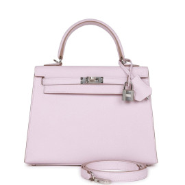 Hermès Kelly 25 Epsom Mauve Pale Palladium Hardware