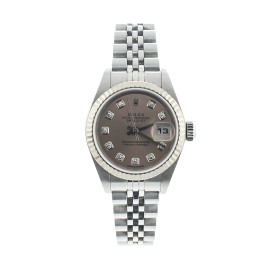 Rolex Ladies Stainless Steel DateJust Factory Diamond Dial Watch