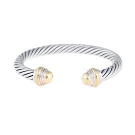 David Yurman Silver And 14K Yellow Gold Bangle Bracelet