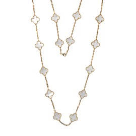 Van Cleef & Arpels Alhambra Yellow Gold Mother of Pearl 20 Motif Necklace VCARA42100