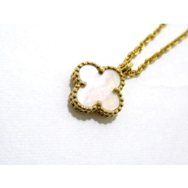 Van Cleef & Arpels 18K Yellow Gold Mother of Pearl Sweet Alhambra Necklace