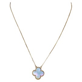 Van Cleef & Arpels 18K Yellow Gold and Mother of Pearl Alhambra Single Motif Necklace