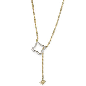 David Yurman Quatrefoil Diamond Lariat Necklace in 18K Yellow Gold 0.25 CTW