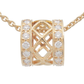 MIKIMOTO Diamond Necklace 0.28ct K18YG 750YG Yellow Gold