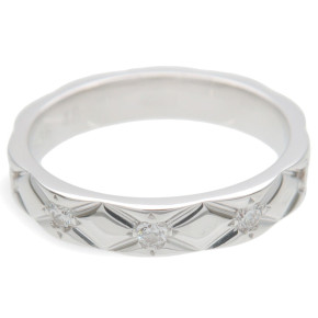 CHANEL Matelasse 10P Diamond Ring PT950 Platinum