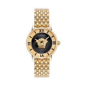 La Medusa 38MM Yellow Gold Case Black Enamel Dial Womens Watch