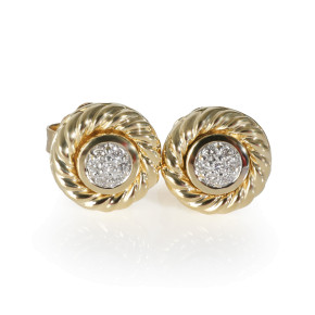 David Yurman Diamond Cookie Earring in 18k Yellow Gold 0.13 CTW
