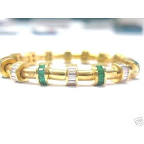 Charles Krypell Diamond Emerald 18KT Bracelet Yellow Gold