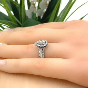 VERA WANG Love 1.00 Tcw Pear Shape Diamond Sapphire Double Frame Engagement Ring Vera Wang Buy at TrueFacet