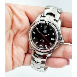 Tag Heuer Link WJ1117 0 Black Diamond Dial Bezel Stainless Steel Box Papers TAG Heuer Buy at TrueFacet