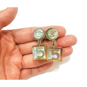 Chanel CC Iridescent Ivory Dice Clip On Earrings Chanel Buy at TrueFacet