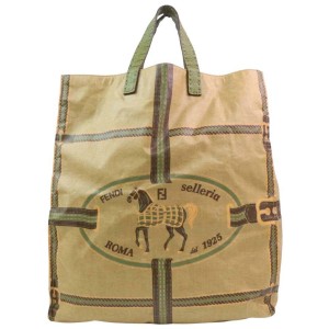 Fendi Roma 1925 Selleria Horse Logo 871471 Beige Coated Canvas Tote Fendi Buy at TrueFacet