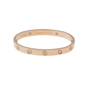 Cartier Love Bracelet 18K Rose Gold Half Diamond Size 16 Cartier Buy at TrueFacet