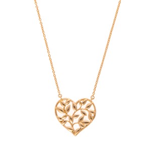 Tiffany Co. Paloma Picasso 18K Rose Gold Olive Leaf Heart Pendant Necklace
