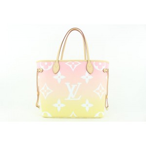 Louis Vuitton Pink Yellow Monogram By the Pool Neverfull MM Tote bag with Pouch 939L