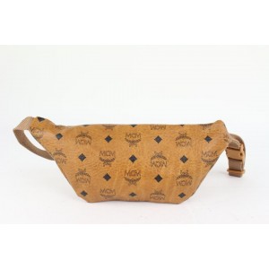 MCM Cognac Monogram Visetos Belt Bag Fanny Pack Waist Pouch 1014m3