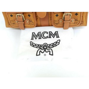 MCM Manhattan Monogram Visetos Satchel Buckle Pocket 872712 Cognac Coated Canvas Shoulder Bag MCM Buy at TrueFacet