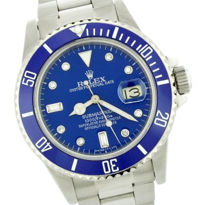 Rolex Submariner 16610 Stainless Steel Blue Diamond Dial 40mm Mens Watch Rolex Buy at TrueFacet
