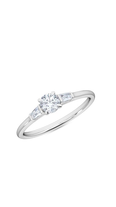 0.30 Ct Round and Baguette Cut Petite Lab Grown Diamond Ring in 14K White Gold (E-F, VS1-VS2, 0.30 cttw) by MadeForUs