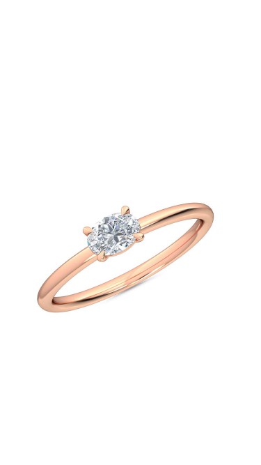 0.25 Ct Horizontal Oval Cut Petite Lab Grown Diamond Ring in 14K Rose Gold 