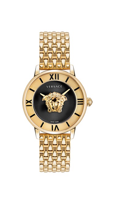 La Medusa 38MM Yellow Gold Case Black Enamel Dial Womens Watch