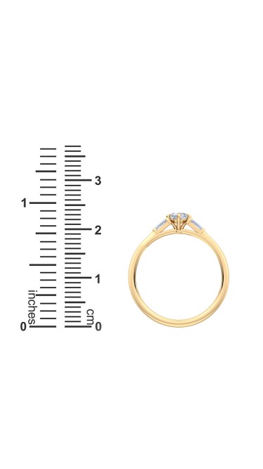 0.30 Ct Cushion Cut North-South and Baguette Cut Petite Lab Grown Diamond Ring in 14K Yellow Gold 