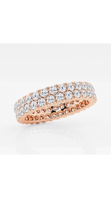True 2.00 ctw  Round Diamond Double Row Eternity Band 14K Rose Gold