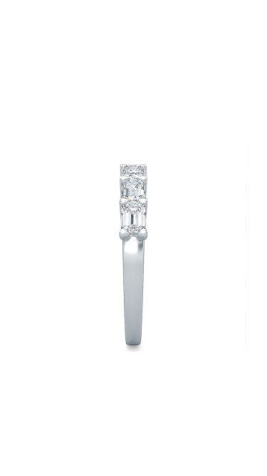 1.50 Ct Emerald Cut Horizontally Set Lab Grown Diamond Seven Stone Band Ring in 14K White Gold 