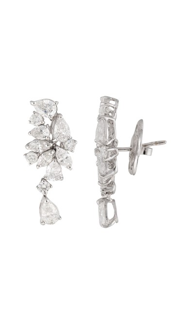 Unique Collection 18K White Gold Diamonds Earrings